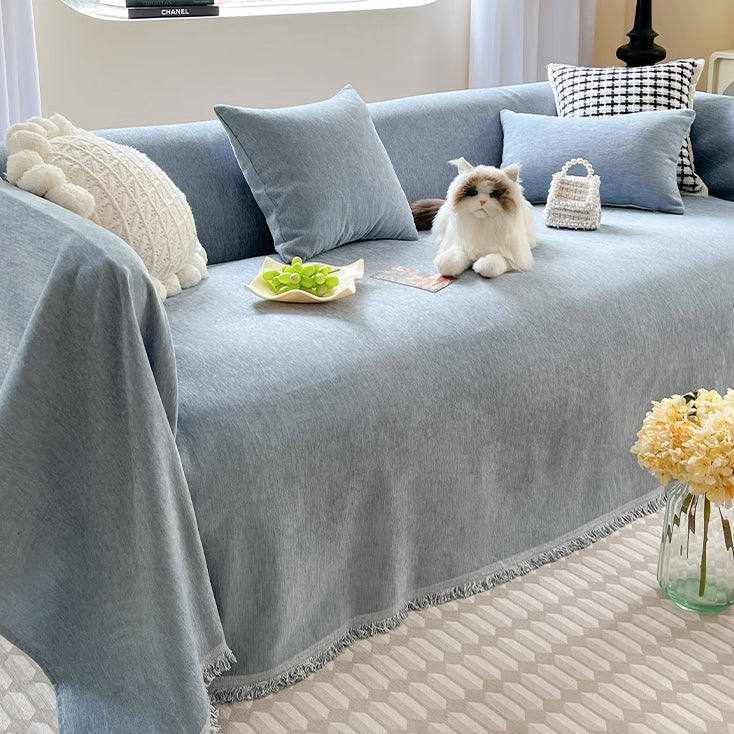 4color soft fringe sofa cover
