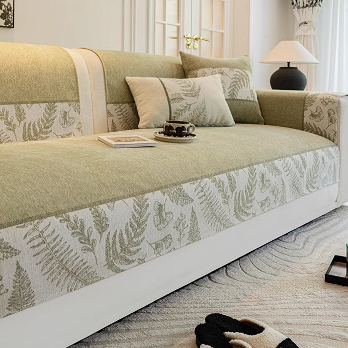 3color half botanical sofa cover
