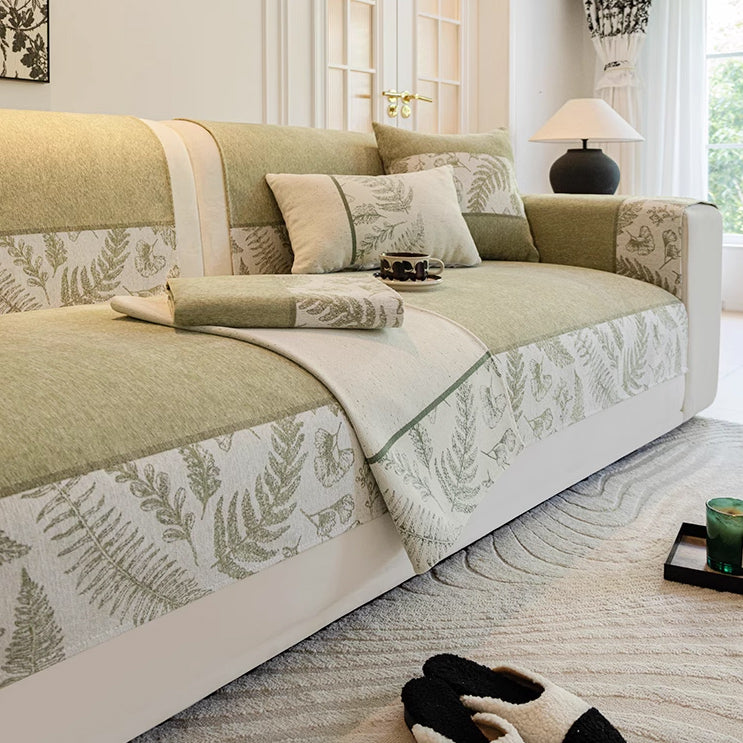 3color half botanical sofa cover