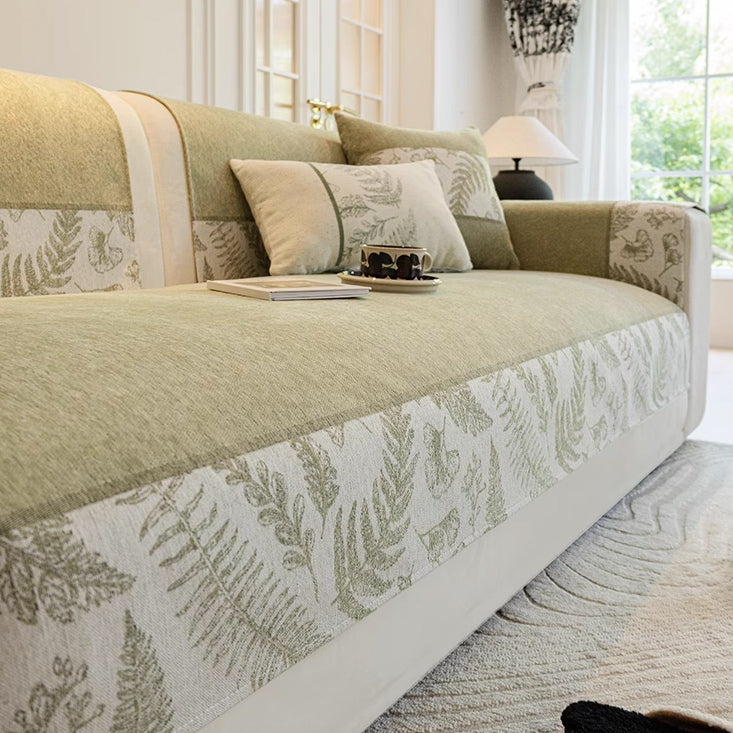3color half botanical sofa cover