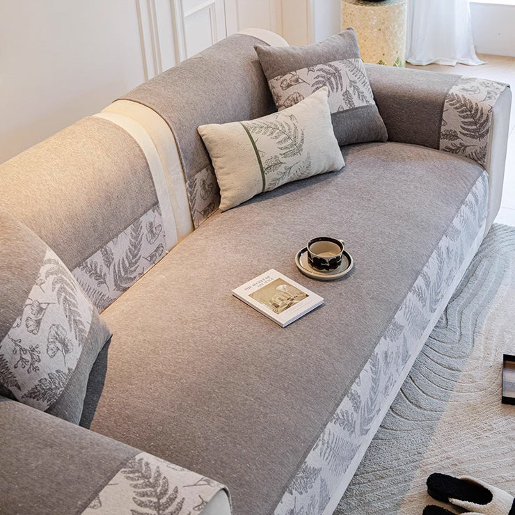 3color half botanical sofa cover