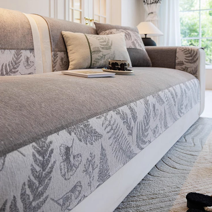 3color half botanical sofa cover