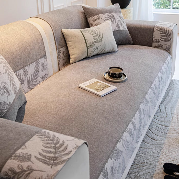 3color half botanical sofa cover