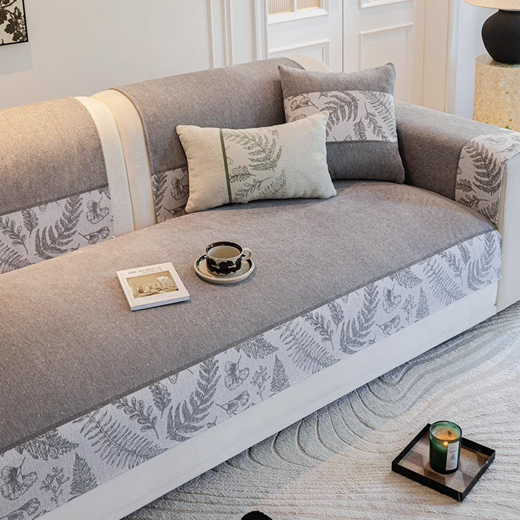 3color half botanical sofa cover