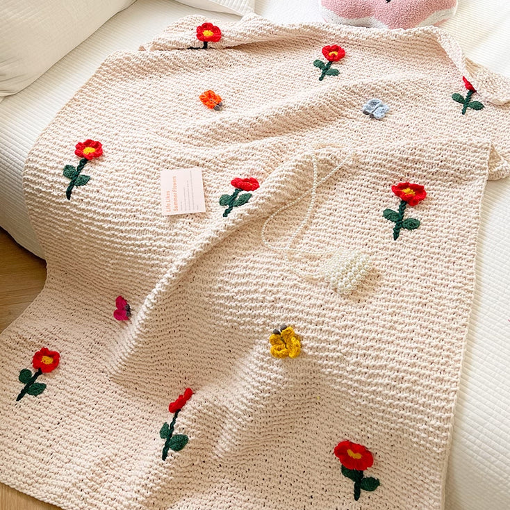 retro knit flower blanket