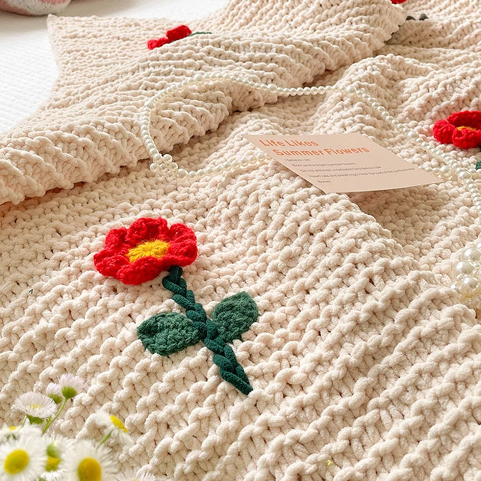 retro knit flower blanket