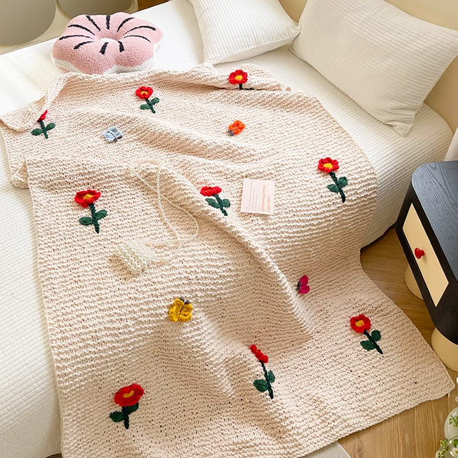 retro knit flower blanket