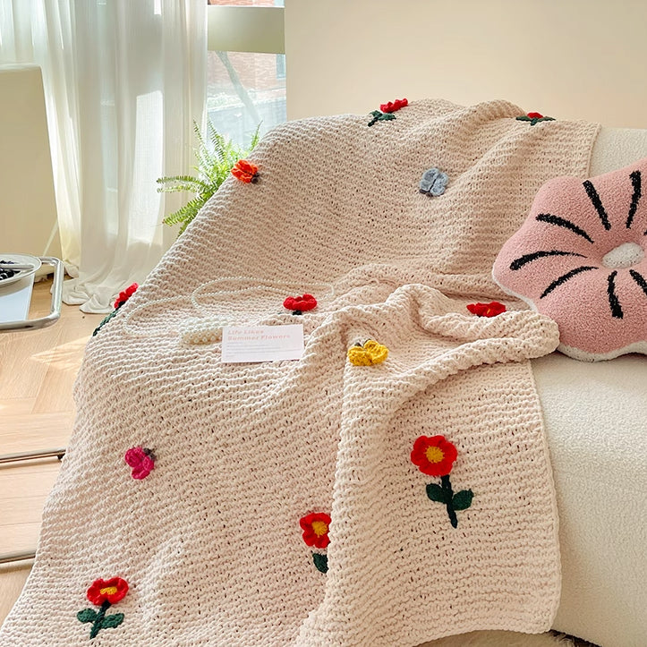 retro knit flower blanket