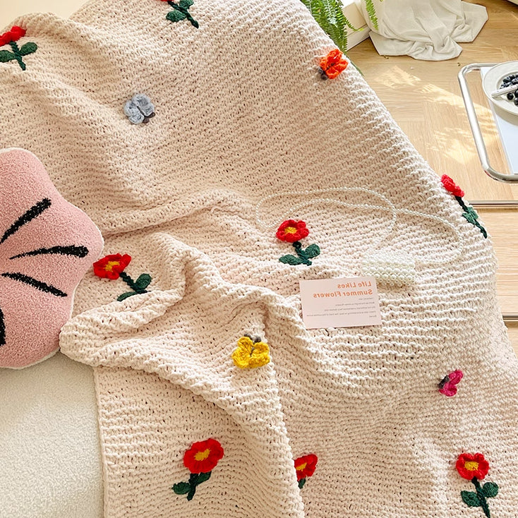 retro knit flower blanket