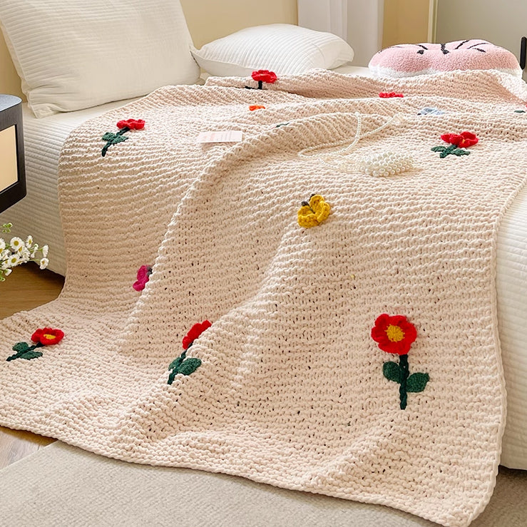 retro knit flower blanket
