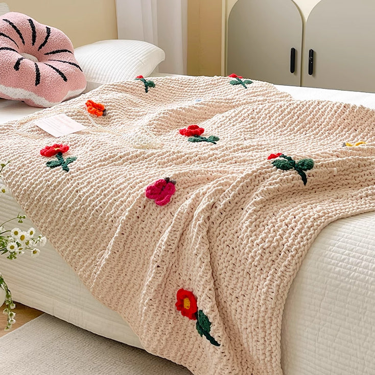 retro knit flower blanket