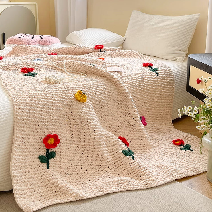 retro knit flower blanket