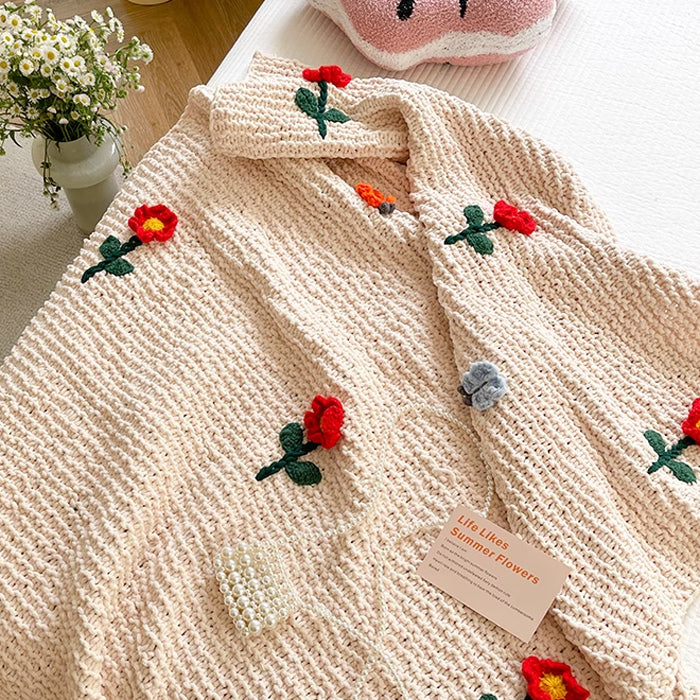 retro knit flower blanket