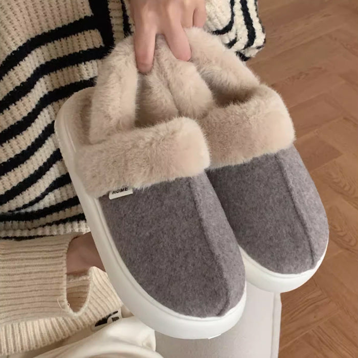 3color fur mouton room shoes