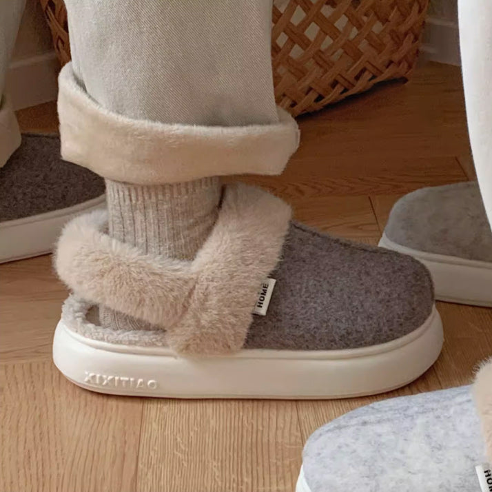3color fur mouton room shoes