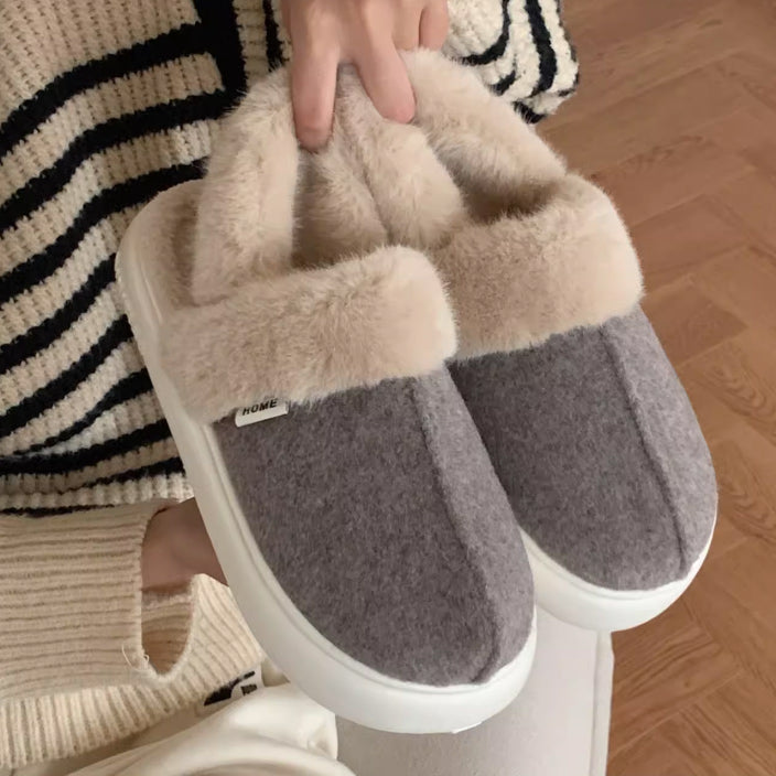 3color fur mouton room shoes