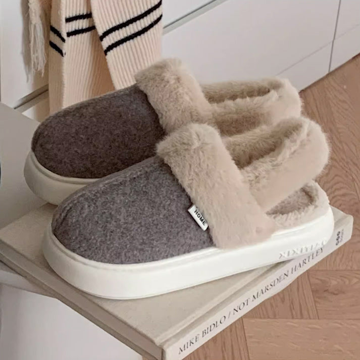 3color fur mouton room shoes