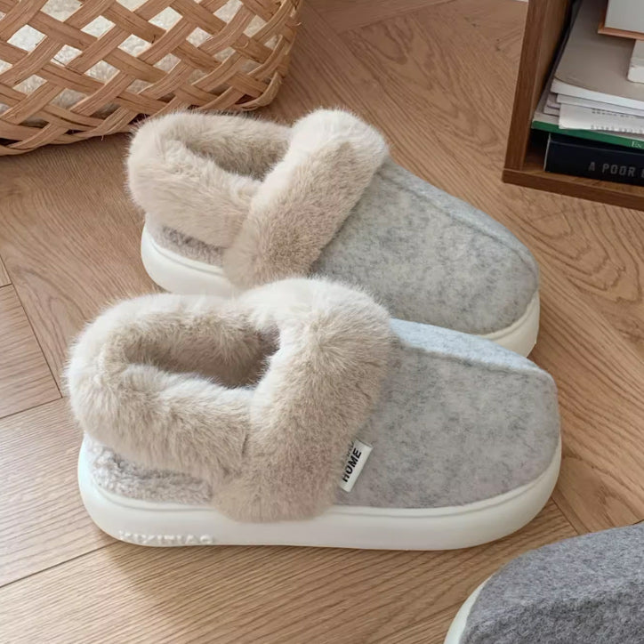3color fur mouton room shoes