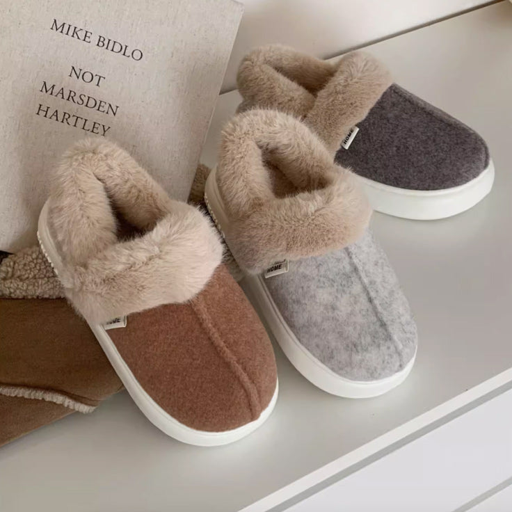3color fur mouton room shoes