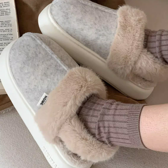 3color fur mouton room shoes