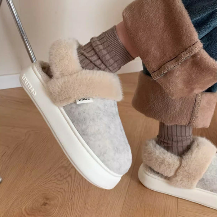 3color fur mouton room shoes