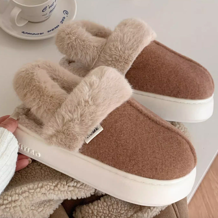 3color fur mouton room shoes