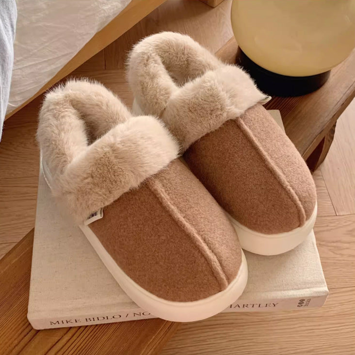 3color fur mouton room shoes