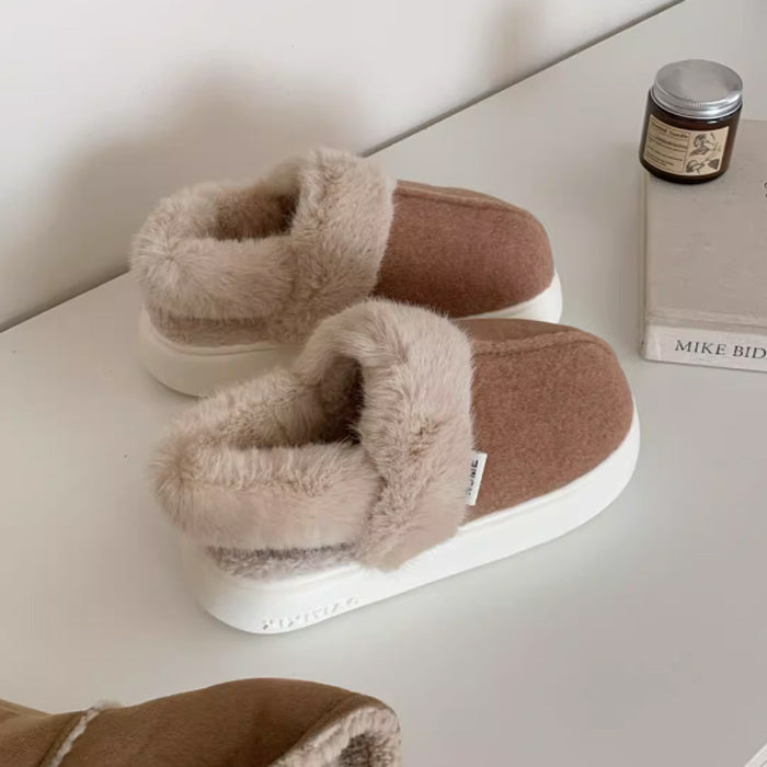 3color fur mouton room shoes