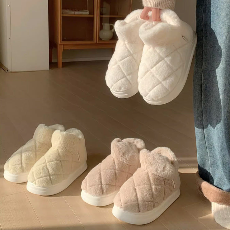 3color fur stitch room shoes