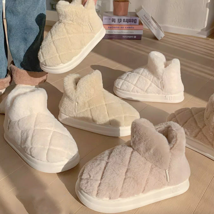 3color fur stitch room shoes