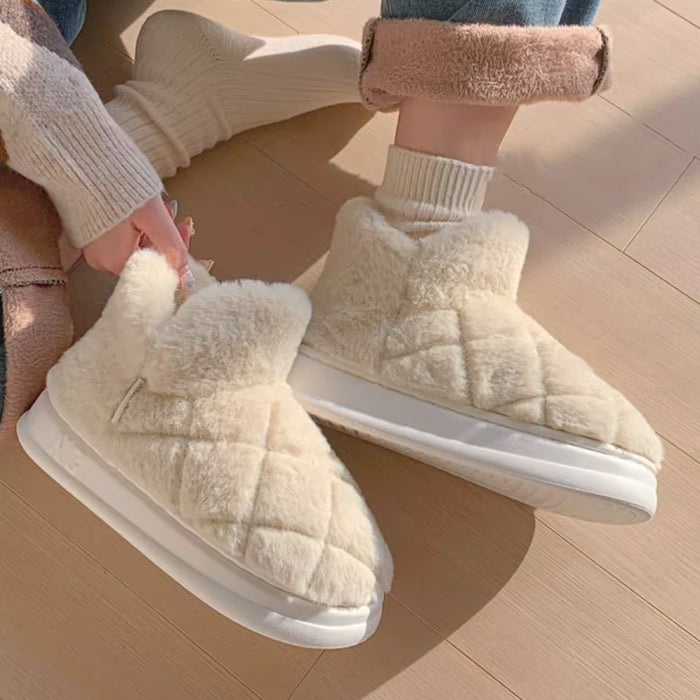 3color fur stitch room shoes