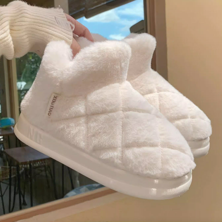 3color fur stitch room shoes