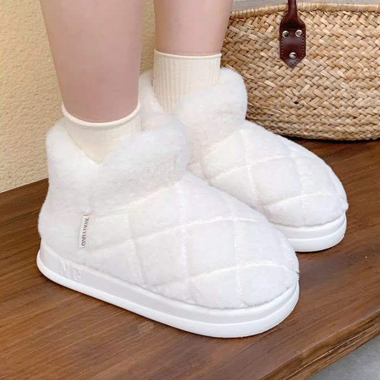 3color fur stitch room shoes