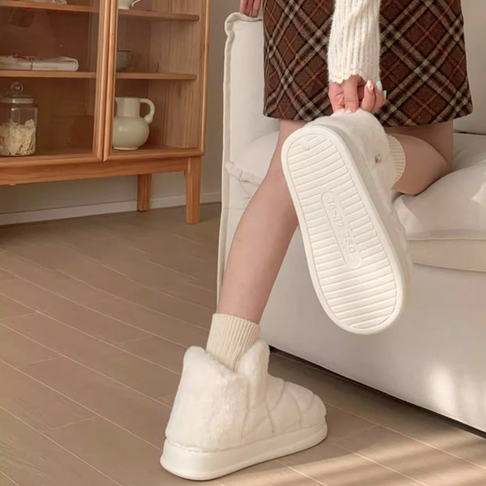 3color fur stitch room shoes