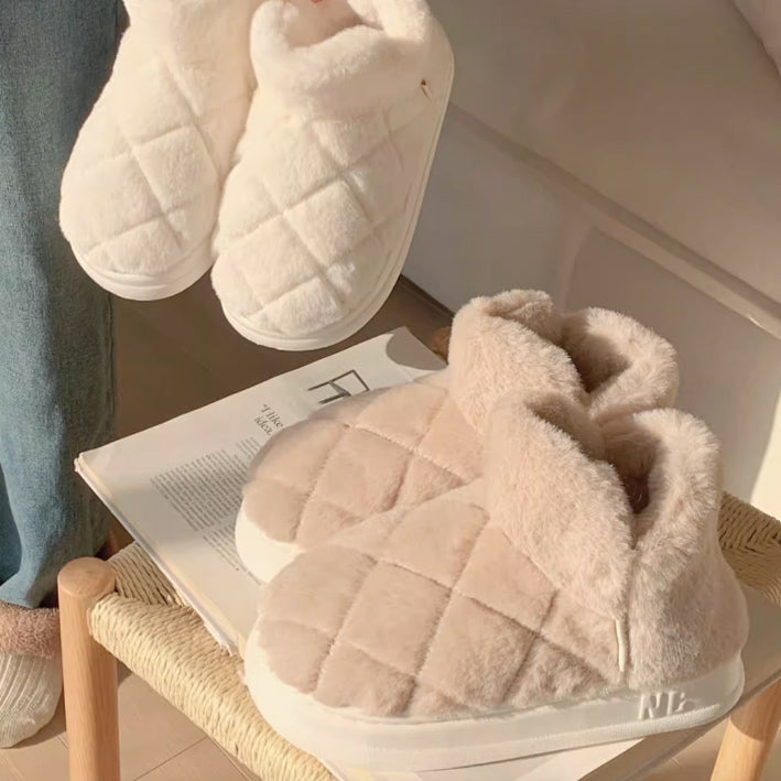 3color fur stitch room shoes