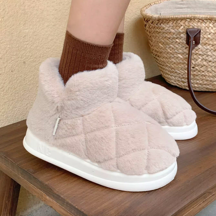 3color fur stitch room shoes