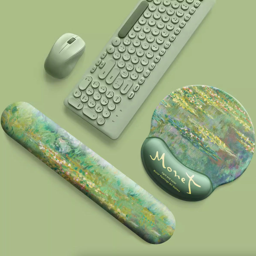 green oil paint mouse pad & wrist rest
