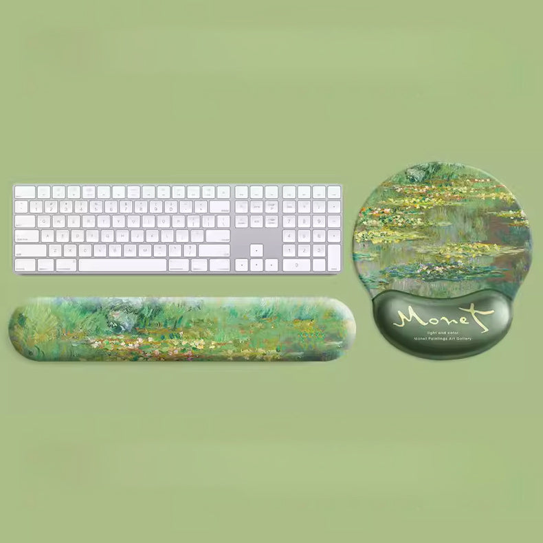 green oil paint mouse pad & wrist rest