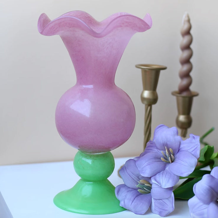 2color retro art glass vase