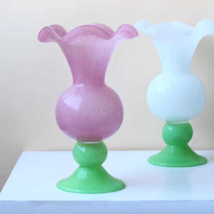 2color retro art glass vase