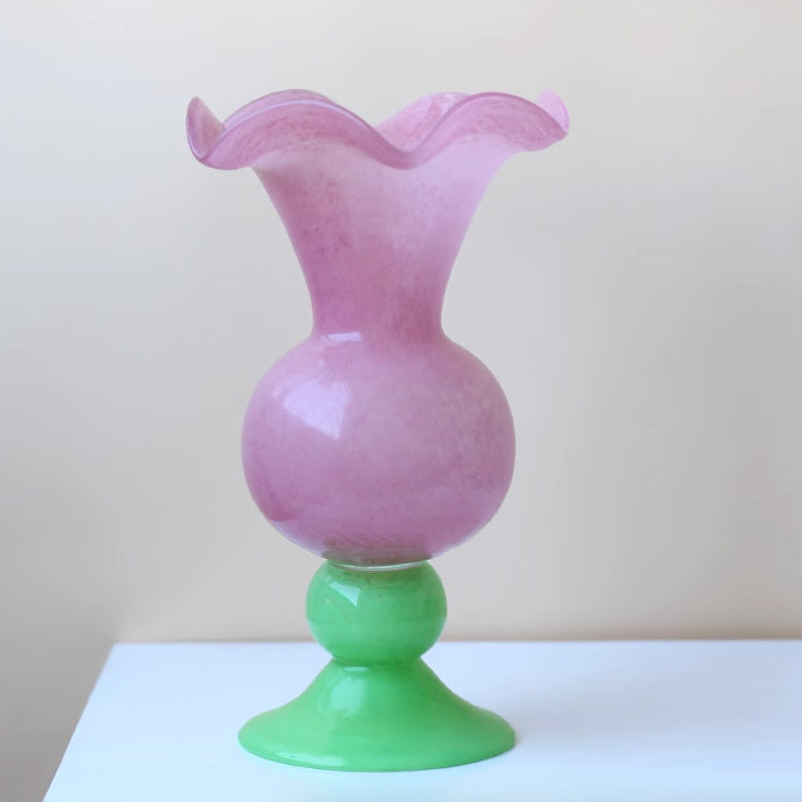 2color retro art glass vase