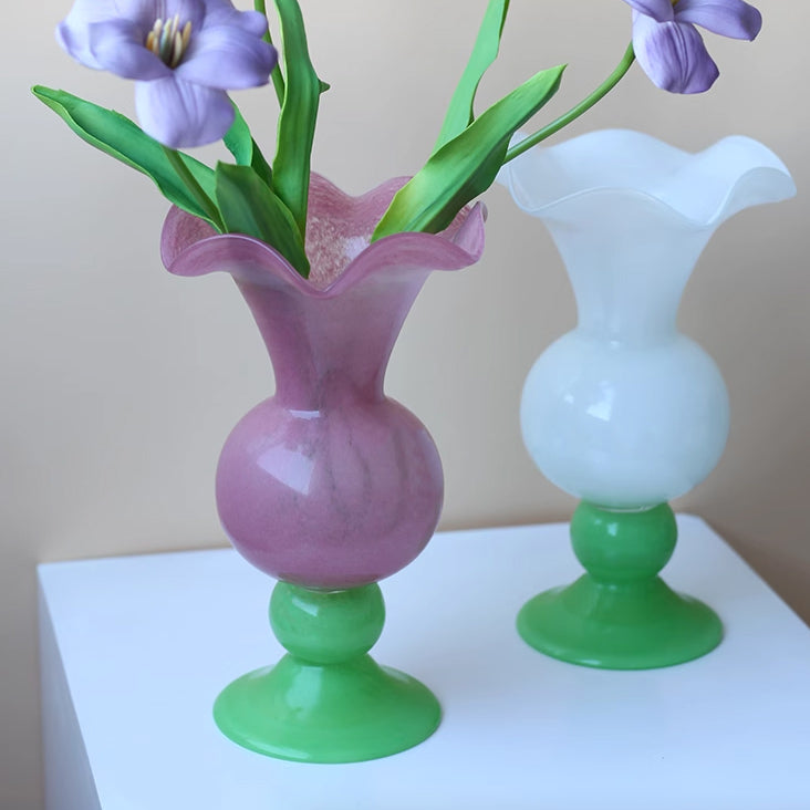 2color retro art glass vase