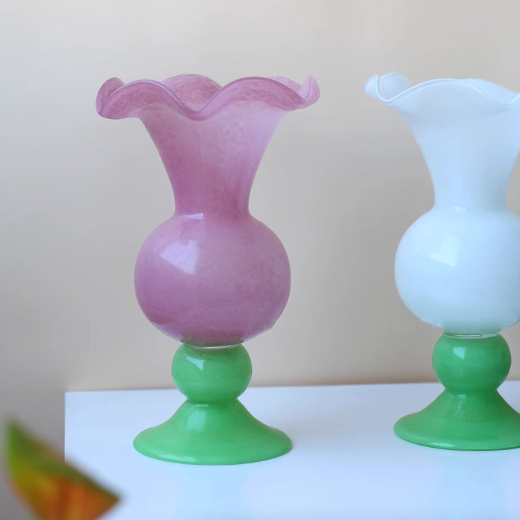 2color retro art glass vase