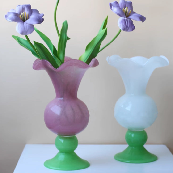 2color retro art glass vase