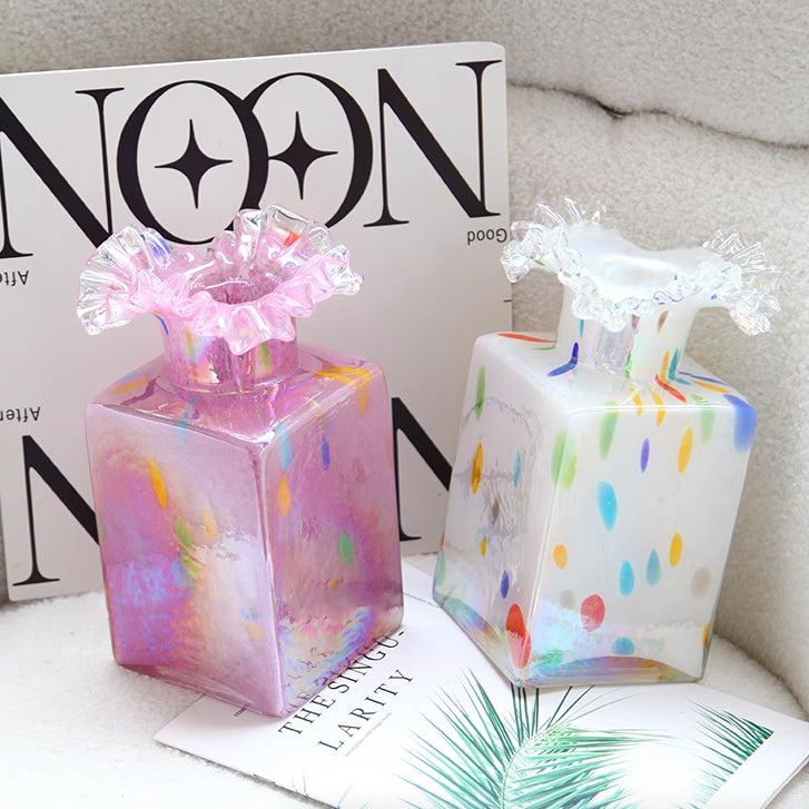4color square glass vase