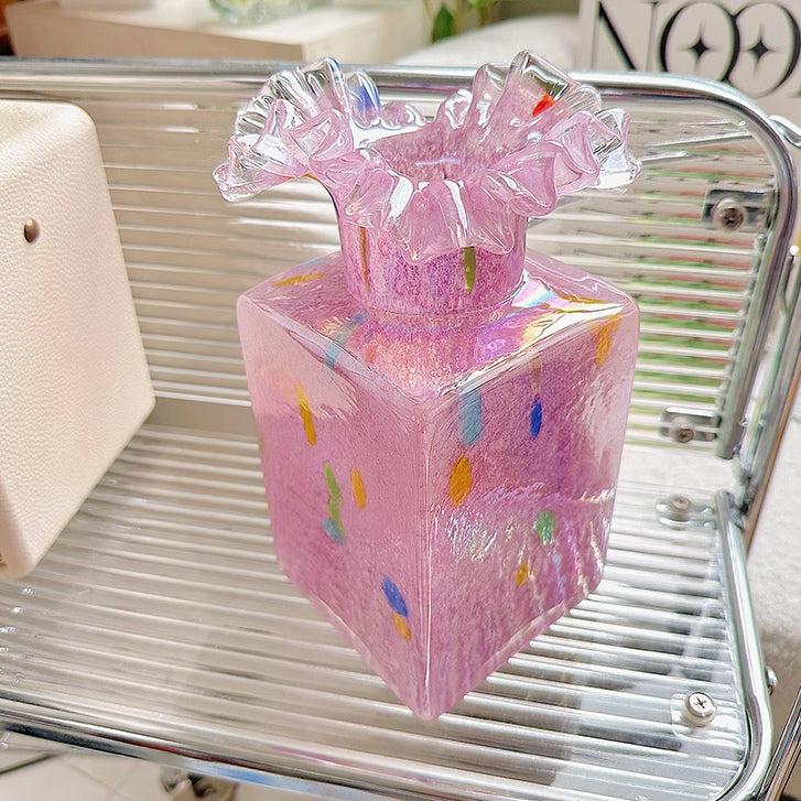 4color square glass vase