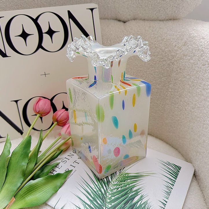 4color square glass vase