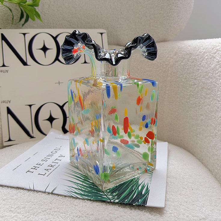 4color square glass vase