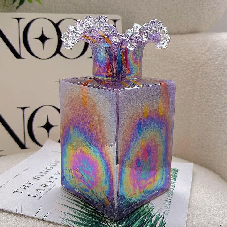 4color square glass vase