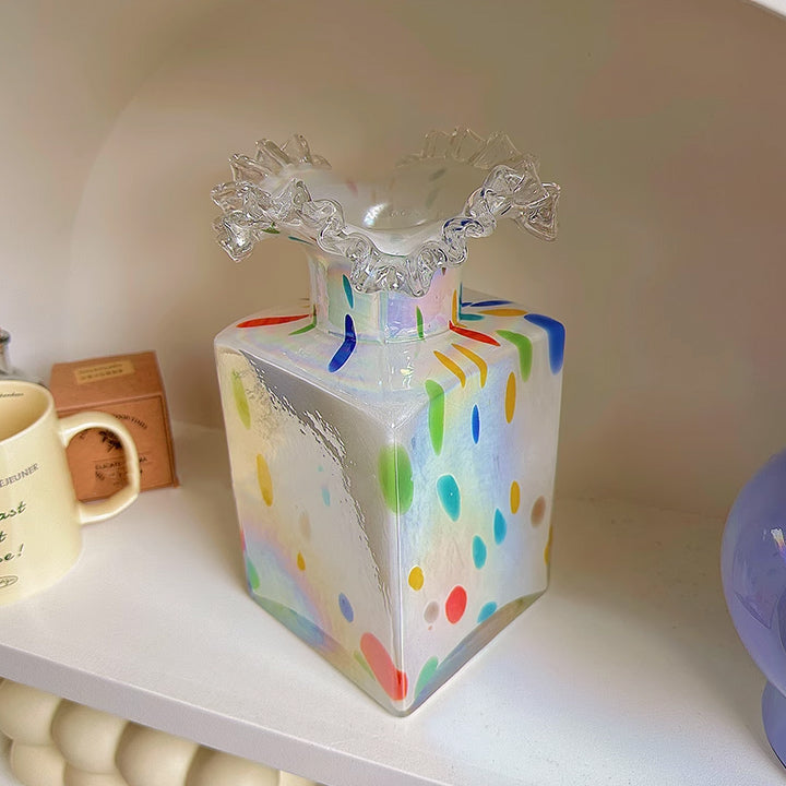 4color square glass vase